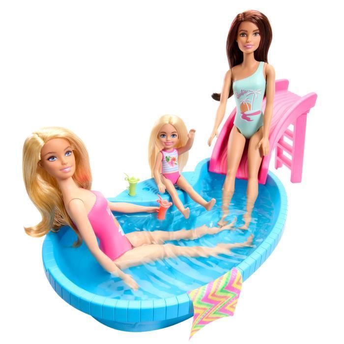 Barbie Doll and Accessories - Blonde Doll Set with Dream Pool HRJ74