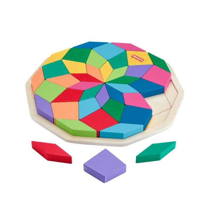 Fisher-Price-Wooden Mandala Puzzle-40 Piece Geometric Pattern Puzzle HXT94