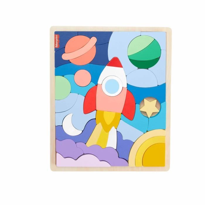 FISHER-PRICE Wooden Puzzle Space-Puzzle 42 pieces for little ones - Fisher-Price - HXY42