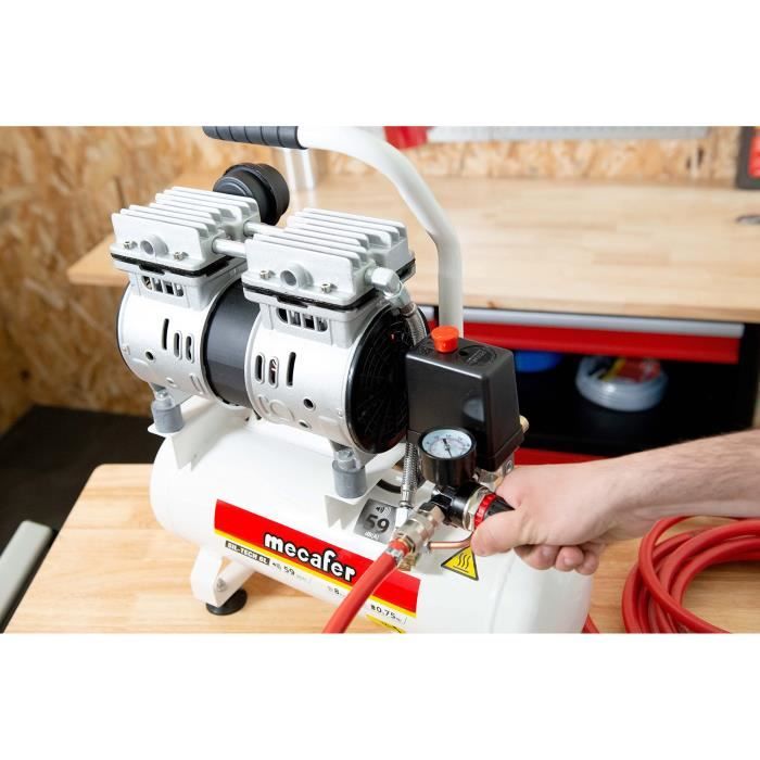 MECAFER Silent compressor - 425513 - 6L - 0,5HP - Gray