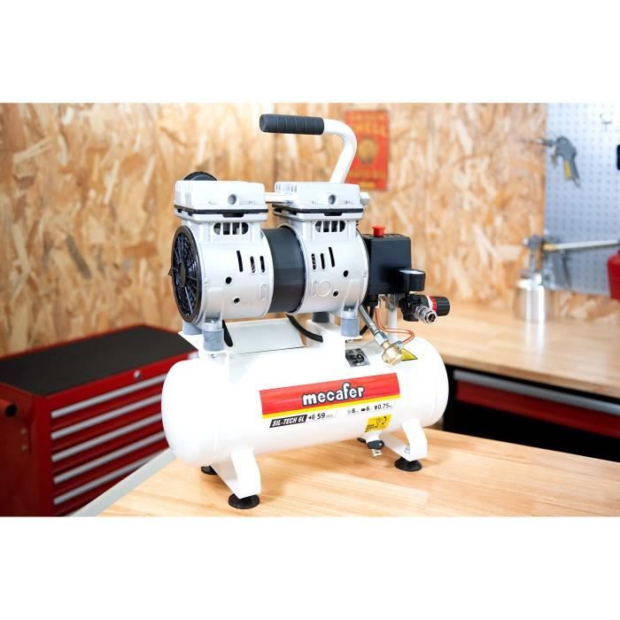 MECAFER Silent compressor - 425513 - 6L - 0,5HP - Gray