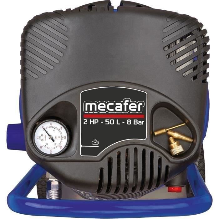 Vertical compressor - MECAFER - 425790 - 50 L - Blue coaxial - Oil-free