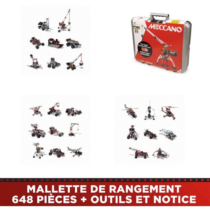 MECCANO - Construction Set - Metal - 638 pieces - Ages 10+ - 25 models + carrying case