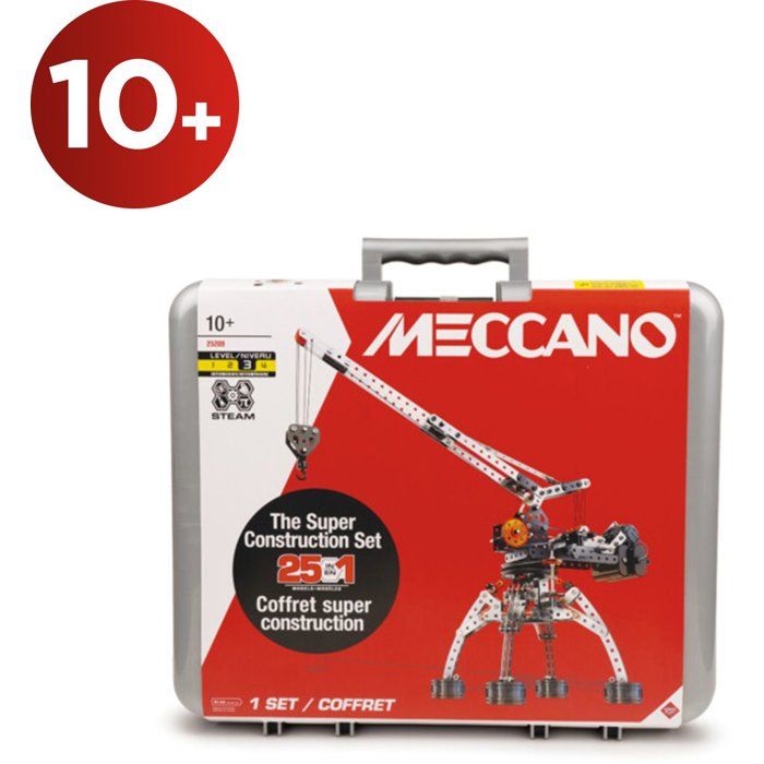 MECCANO - Construction Set - Metal - 638 pieces - Ages 10+ - 25 models + carrying case
