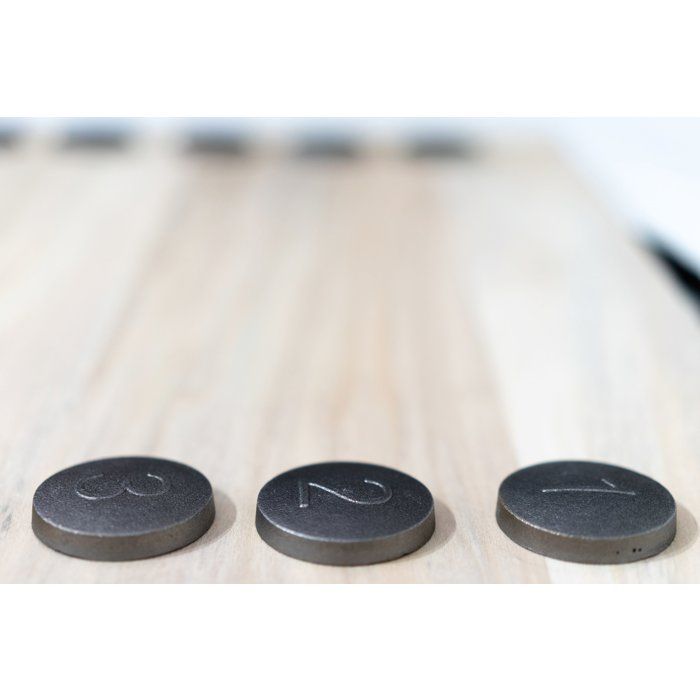 MECABOIS Complete Puck Game - 12 flat throwing and wooden board (Breton Game)