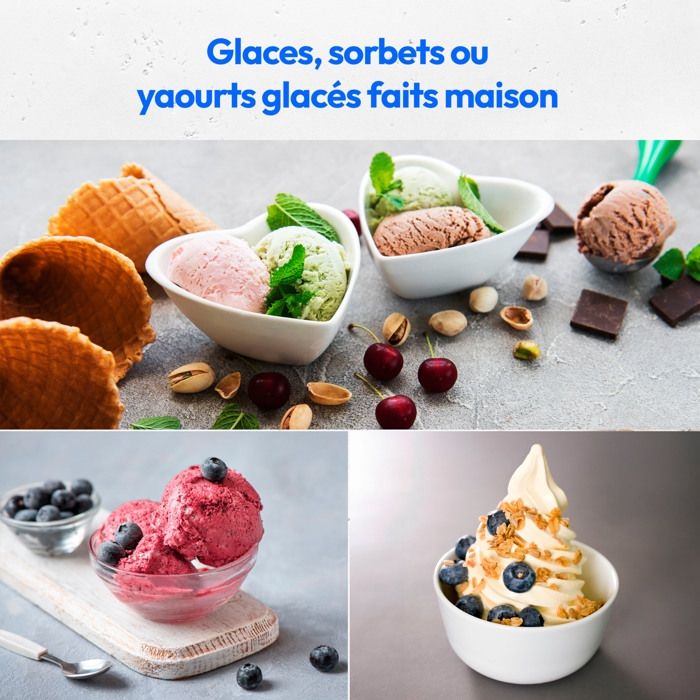 MEDION Ice cream machine with compressor (suitable for preparing ice cream, frozen yoghurt & sorbets, 1 litre, 100