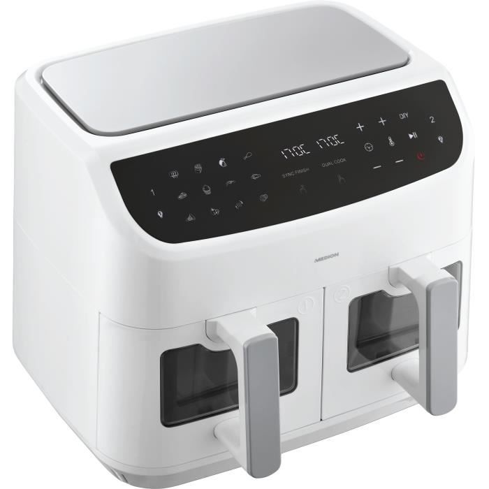 Hot Air Fryer - MEDION - P20 XXL Twin - 2600 W - 2 baskets - 9 programs - White