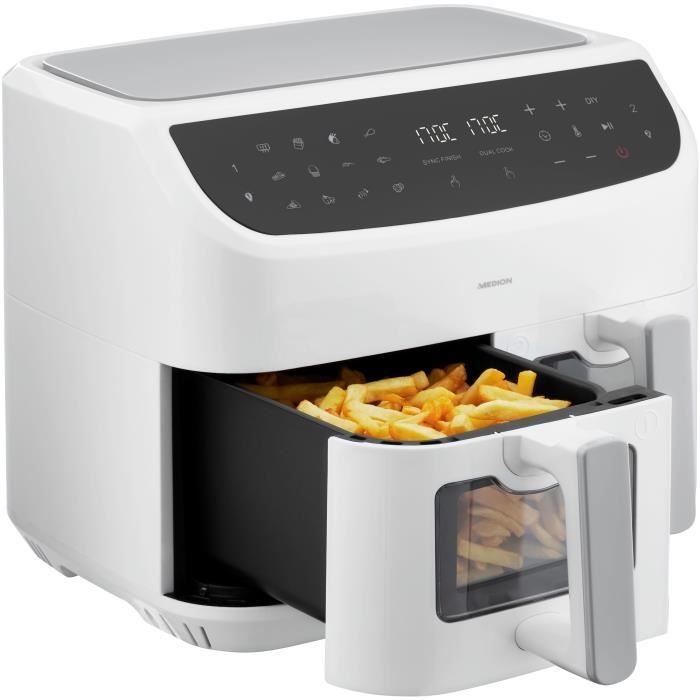 Hot Air Fryer - MEDION - P20 XXL Twin - 2600 W - 2 baskets - 9 programs - White