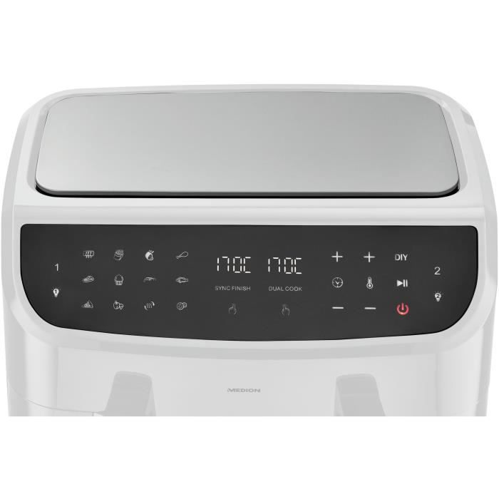 Hot Air Fryer - MEDION - P20 XXL Twin - 2600 W - 2 baskets - 9 programs - White