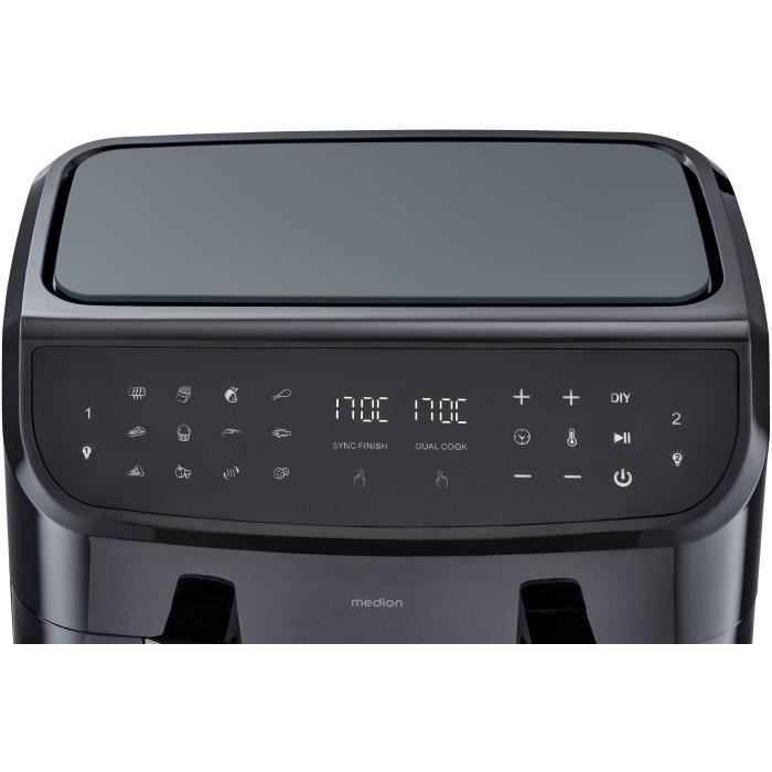 Hot Air Fryer - MEDION - P20 XXL Twin - 2600 W - 2 baskets - 9 programs - Black