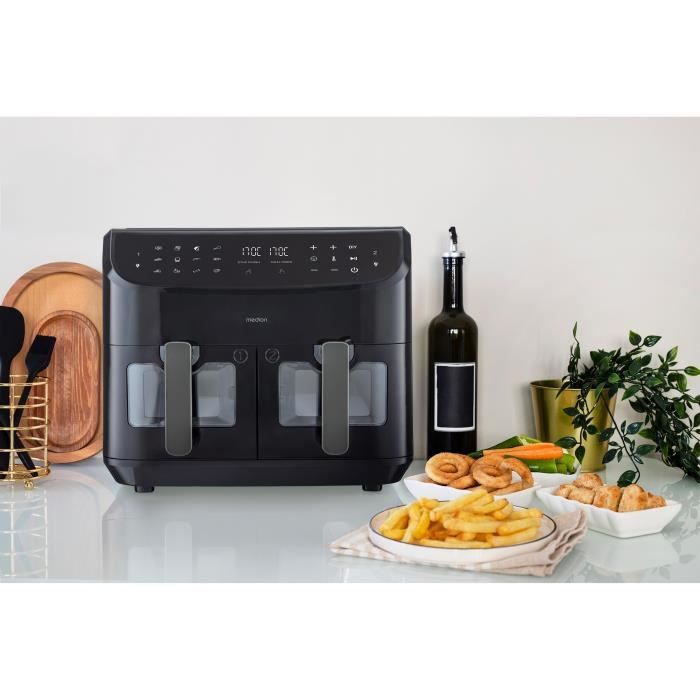 Hot Air Fryer - MEDION - P20 XXL Twin - 2600 W - 2 baskets - 9 programs - Black