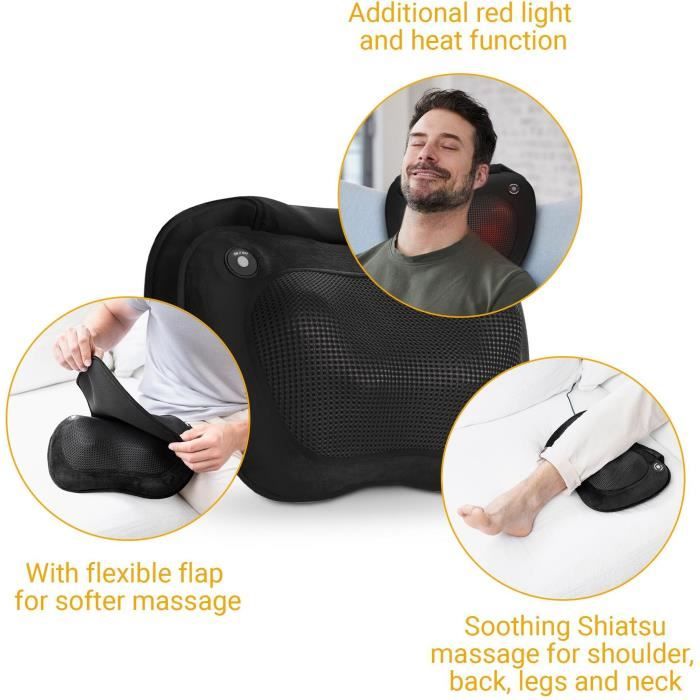 MEDISANA MC 850 - Shiatsu Massage Cushion shoulders, back, legs and neck - 2 speeds - Heat function - Flexible padding