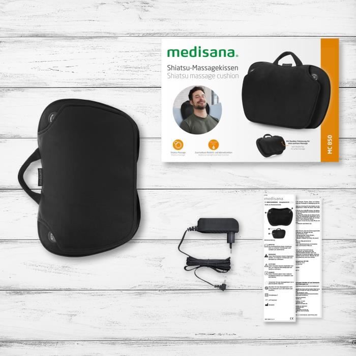 MEDISANA MC 850 - Shiatsu Massage Cushion shoulders, back, legs and neck - 2 speeds - Heat function - Flexible padding