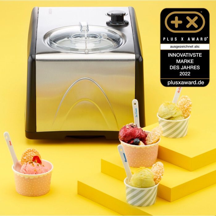 MEDION Electric aluminum ice cream and yogurt maker with compressor, ice cream machine with a capacity of 1.5 liters (corresponds to