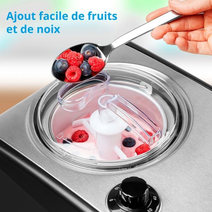 MEDION Electric aluminum ice cream and yogurt maker with compressor, ice cream machine with a capacity of 1.5 liters (corresponds to