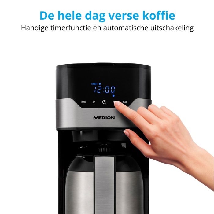 Programmable filter coffee maker with carafe - MEDION - MD 18458 - isothermal - 900W - 1.2 L