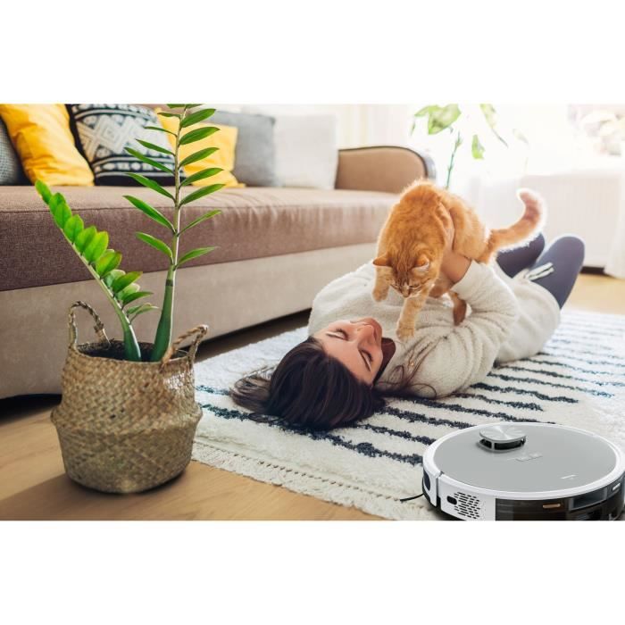 MEDION X21 SW - Robot Vacuum Cleaner with Drain Station - Laser Navigation - Power 3000 Pa