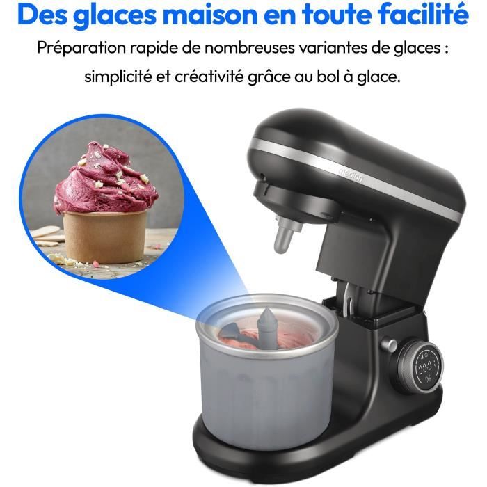 Pastry robot - MEDION - MD18420 - 1200 W - 5 L - 8 speeds - Ice cream bowl - Black