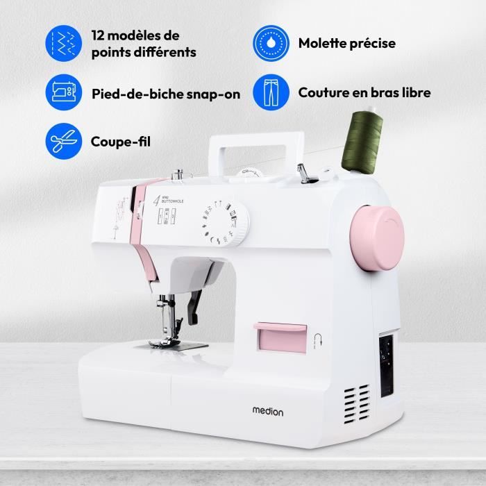 Sewing Machine - MEDION - SM 70 - 71W - 12 Stitches - 700 rpm - LED - Pink
