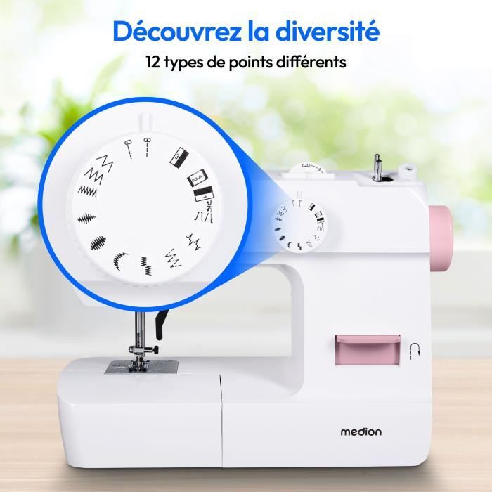 Sewing Machine - MEDION - SM 70 - 71W - 12 Stitches - 700 rpm - LED - Pink