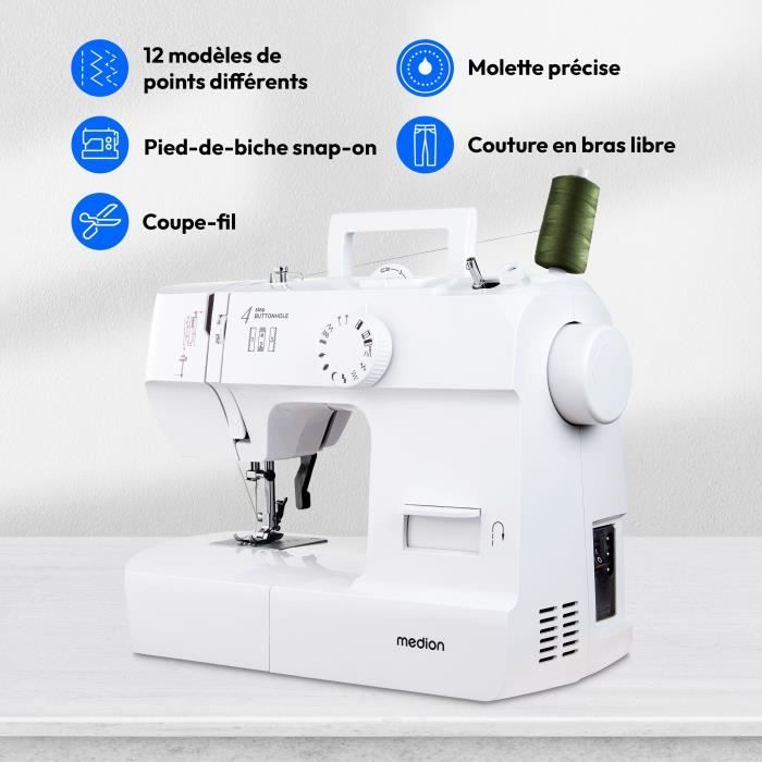 Sewing Machine - MEDION - SM 70 - 71W - 12 Stitches - 700 rpm - LED - White