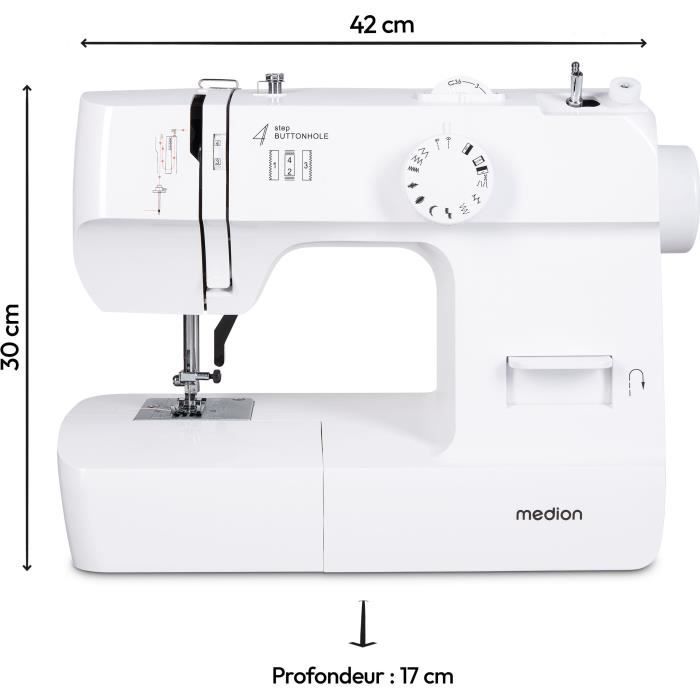 Sewing Machine - MEDION - SM 70 - 71W - 12 Stitches - 700 rpm - LED - White