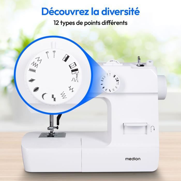 Sewing Machine - MEDION - SM 70 - 71W - 12 Stitches - 700 rpm - LED - White