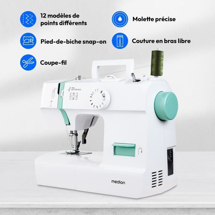 Sewing Machine - MEDION - SM 70 - 71W - 12 Stitches - 700 rpm  LED - Turquoise