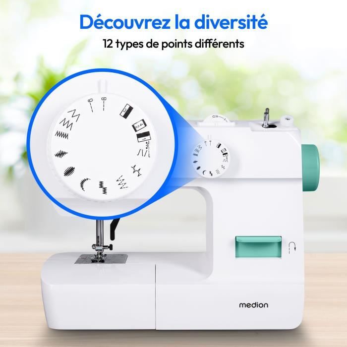 Sewing Machine - MEDION - SM 70 - 71W - 12 Stitches - 700 rpm  LED - Turquoise