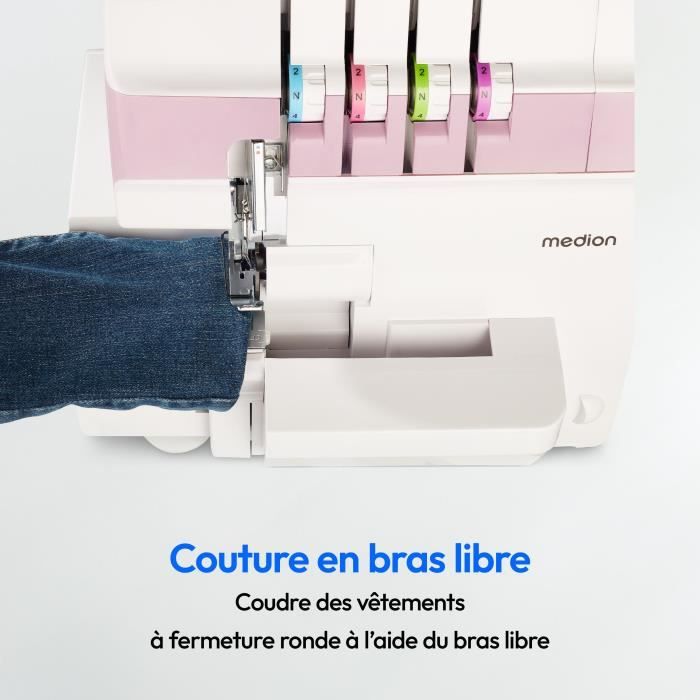 Overlocker - MEDION - SO 90 - 91W - Needle type 11, 14, 16 - 1200 rpm - LED - Pink