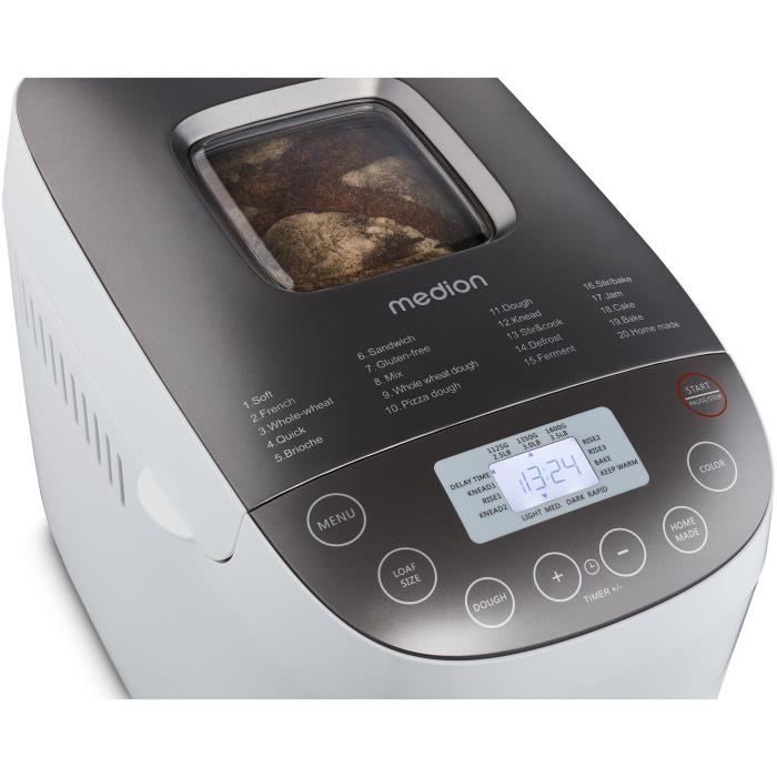 Bread Machine - MEDION - 50076798 - 950 W - 19 programs - Porthole - White