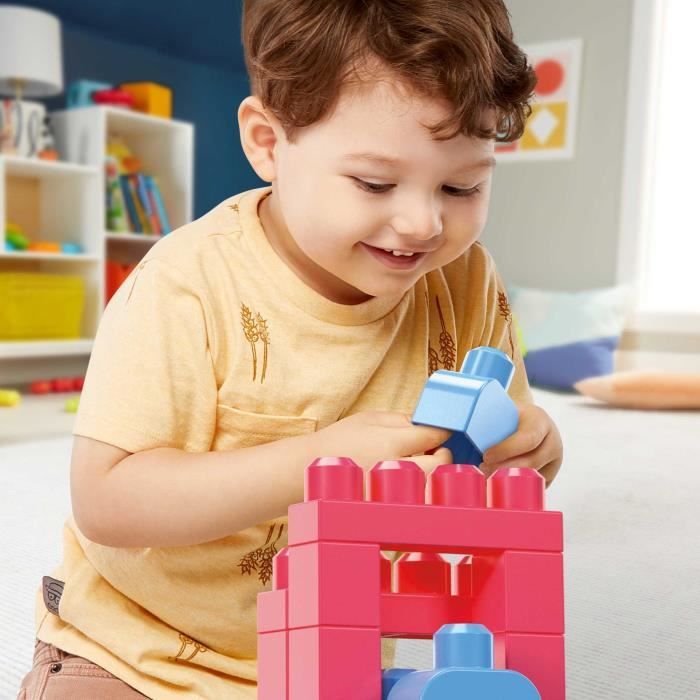 MEGABLOKS First Builders - Sac Medium Rose - 60 Blocs