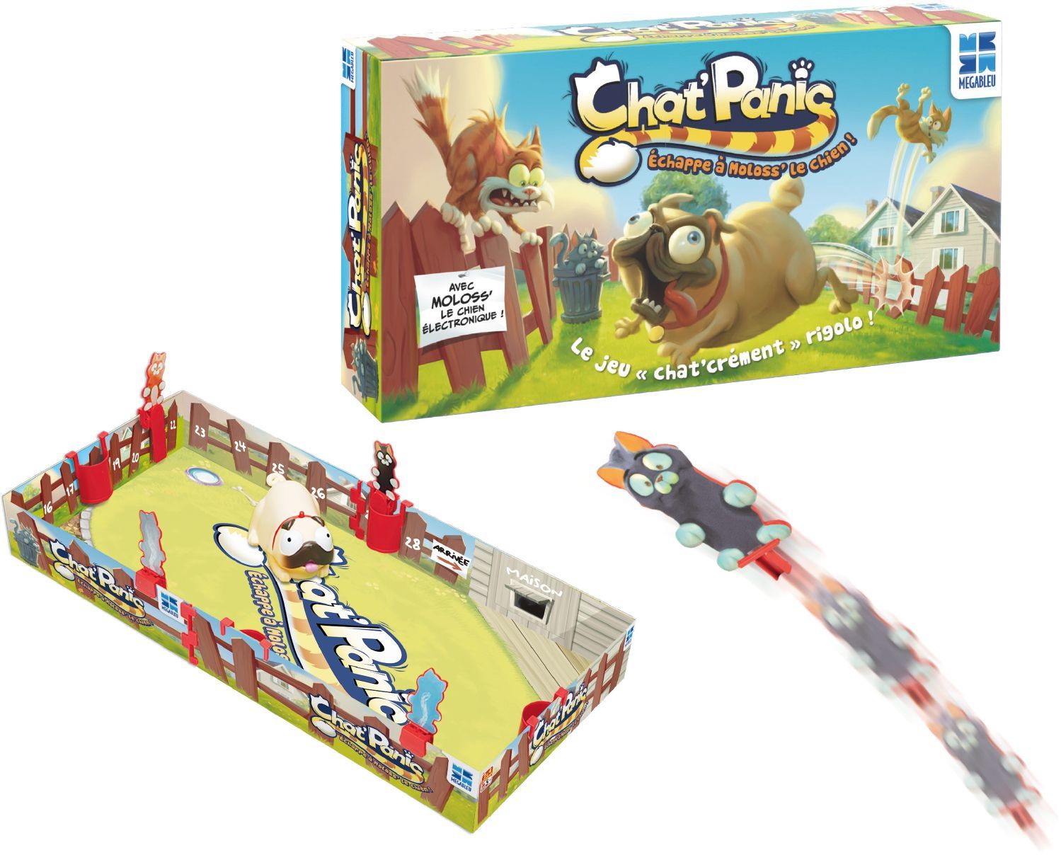 Board game - MEGABLEU - Chat'Panic - Move your cat forward, avoid the Moloss' dog