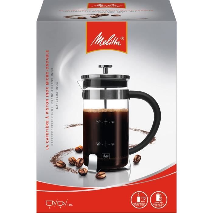MELITTA Premium piston coffee maker in glass and stainless steel 8 cups