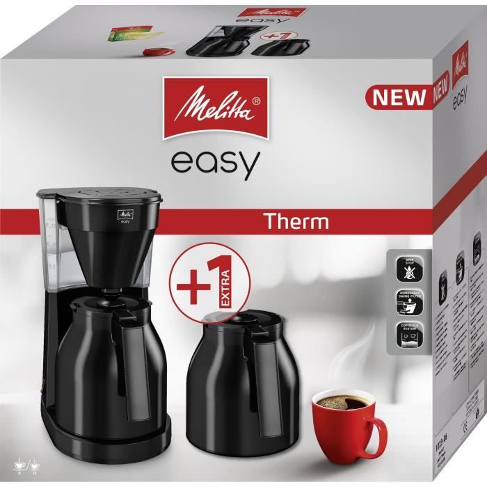 Melitta Easy Therm II - 1l filter coffee maker - 1050 W + 2nd pourse - Black