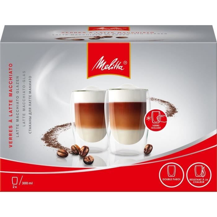 MELITTA Set of 2 borosilicate glasses for latte Machiatto 300 ml transparent