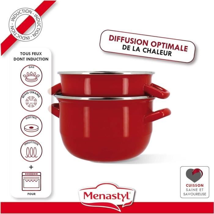 Mussel pot - MENASTYL - 3645562 - Enamelled steel - Black - 18 cm - 2.7 litres - Suitable for all hobs including induction