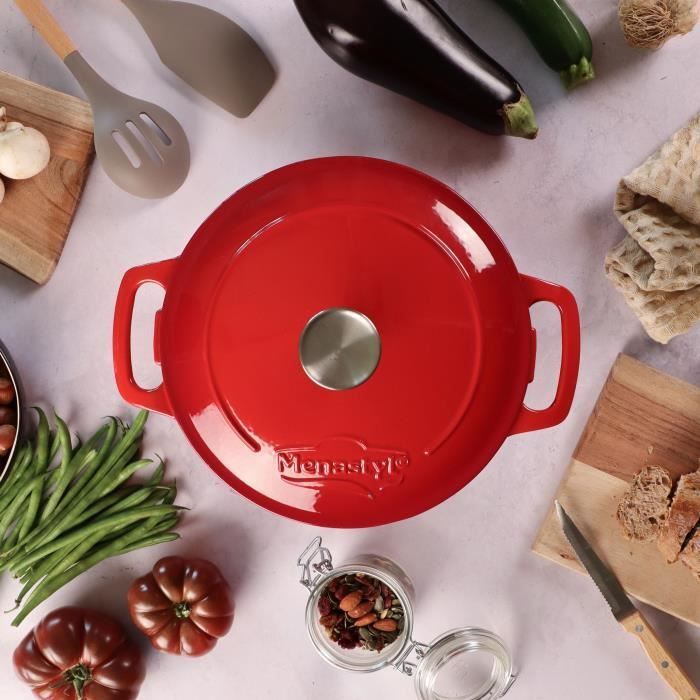 Casserole - MENASTYL - 6020105 - Round - Enameled cast iron - Red - 7 liters