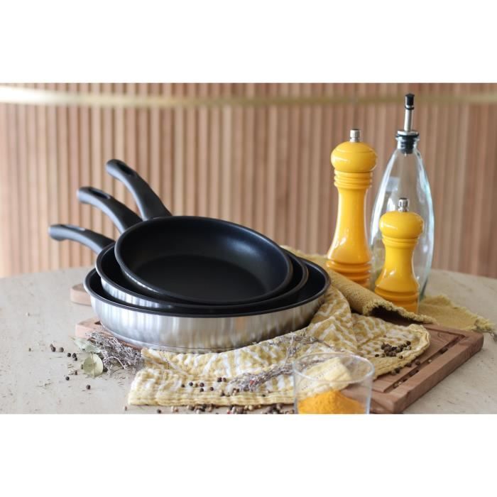 Frying pan - MENASTYL - 6020246 - Stainless steel - 24 cm - Suitable for all hobs including induction