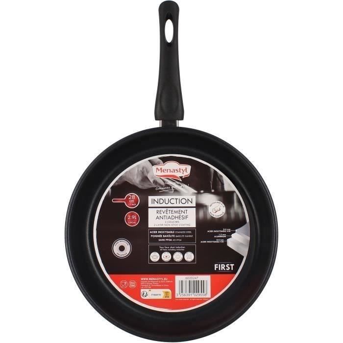 Frying pan - MENASTYL - 6020247 - Stainless steel - 28 cm - Suitable for all hobs including induction