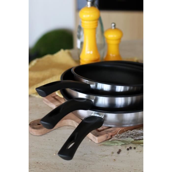 Frying pan - MENASTYL - 6020244 - Stainless steel - 20 cm - Suitable for all hobs including induction