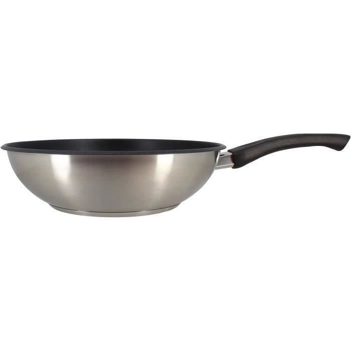 Wok - MENASTYL - 6020252 - Stainless steel - 28 cm - Suitable for all hobs including induction
