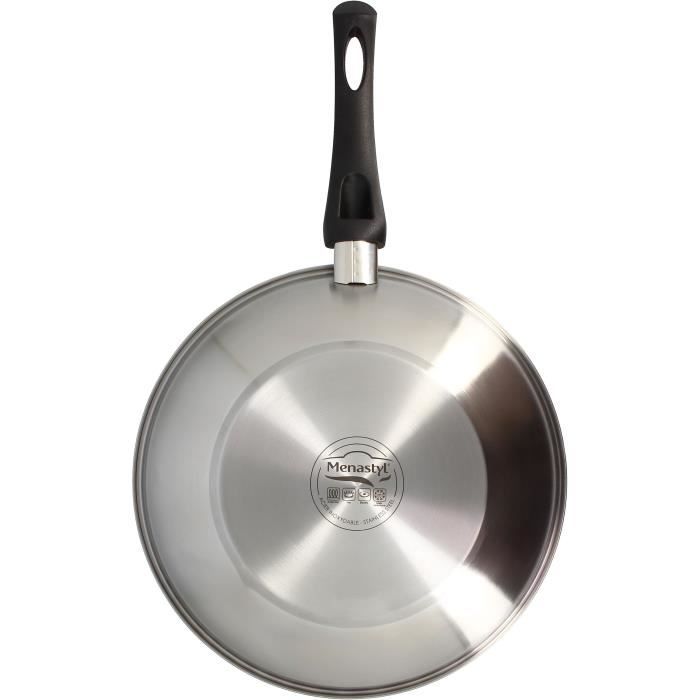 Wok - MENASTYL - 6020252 - Stainless steel - 28 cm - Suitable for all hobs including induction