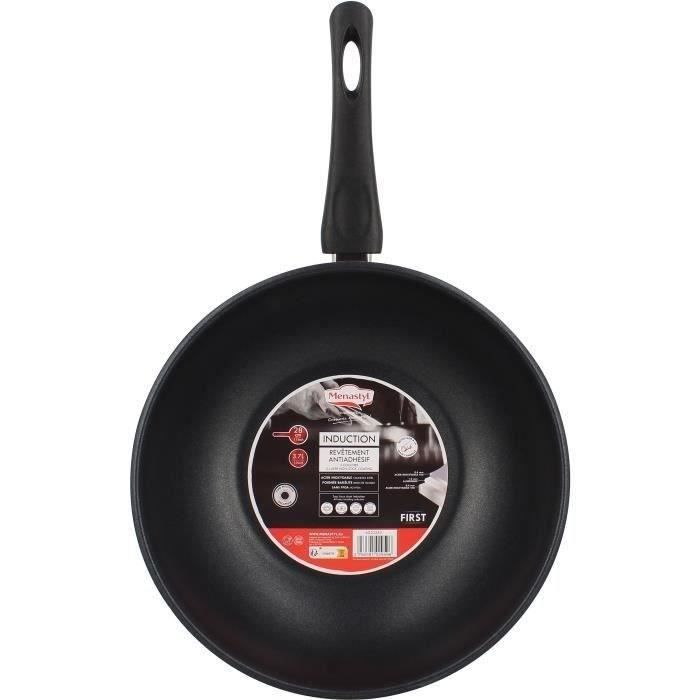Wok - MENASTYL - 6020252 - Stainless steel - 28 cm - Suitable for all hobs including induction