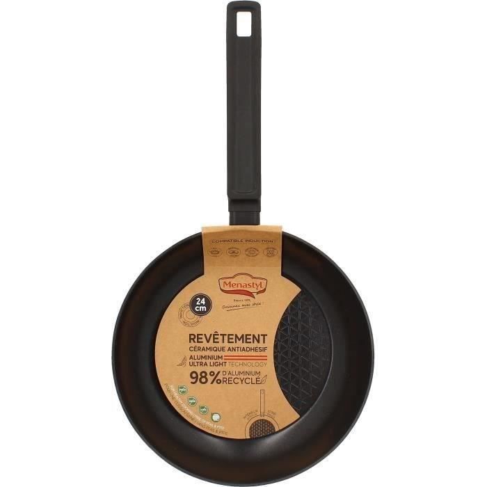 Frying pan - MENASTYL - 6020636 - Forged aluminum - 24 cm - Black - Suitable for all hobs including induction