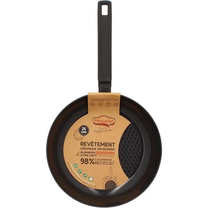 Frying pan - MENASTYL - 6020637 - Forged aluminum - 26 cm - Black - Suitable for all hobs including induction