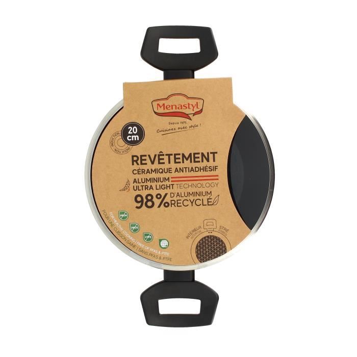 Dutch oven - MENASTYL - 6020646 - Forged aluminum - 20 cm - Black - Suitable for all heat sources including induction