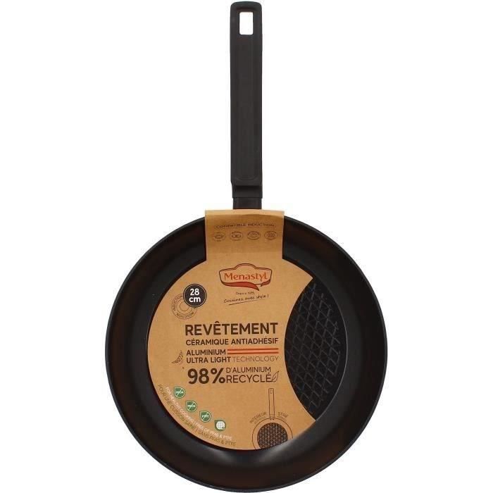 Frying pan - MENASTYL - 6020638 - Forged aluminum - 28 cm - Black - Suitable for all hobs including induction