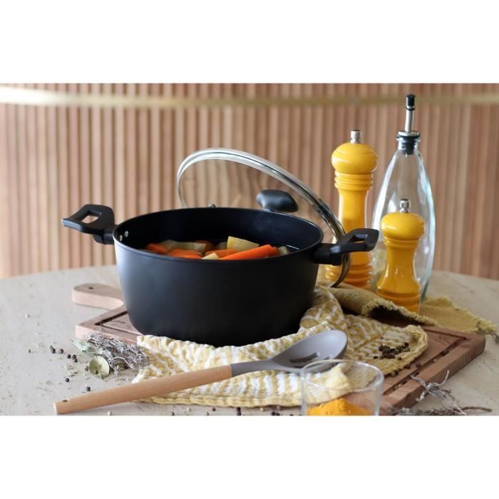 Dutch oven - MENASTYL - 6020647 - Forged aluminum - 24 cm - Black - Suitable for all heat sources including induction