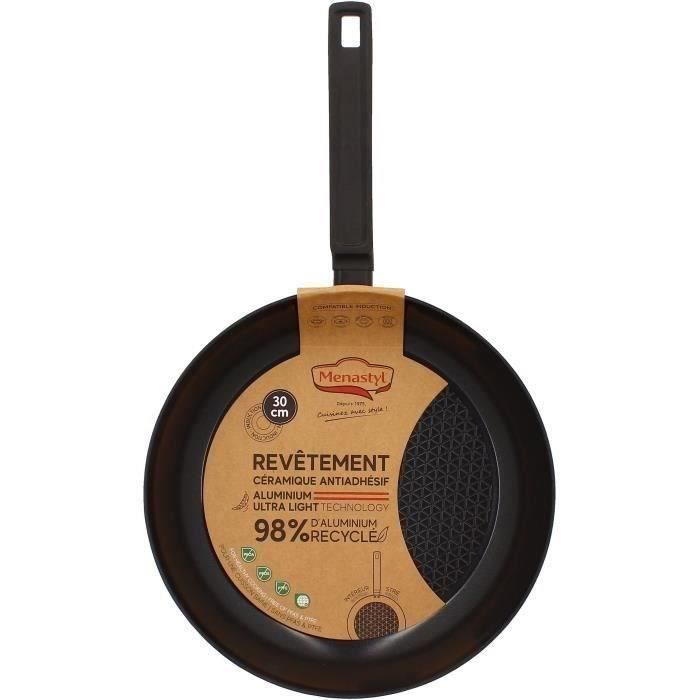 Frying pan - MENASTYL - 6020639 - Forged aluminum - 30 cm - Black - Suitable for all hobs including induction